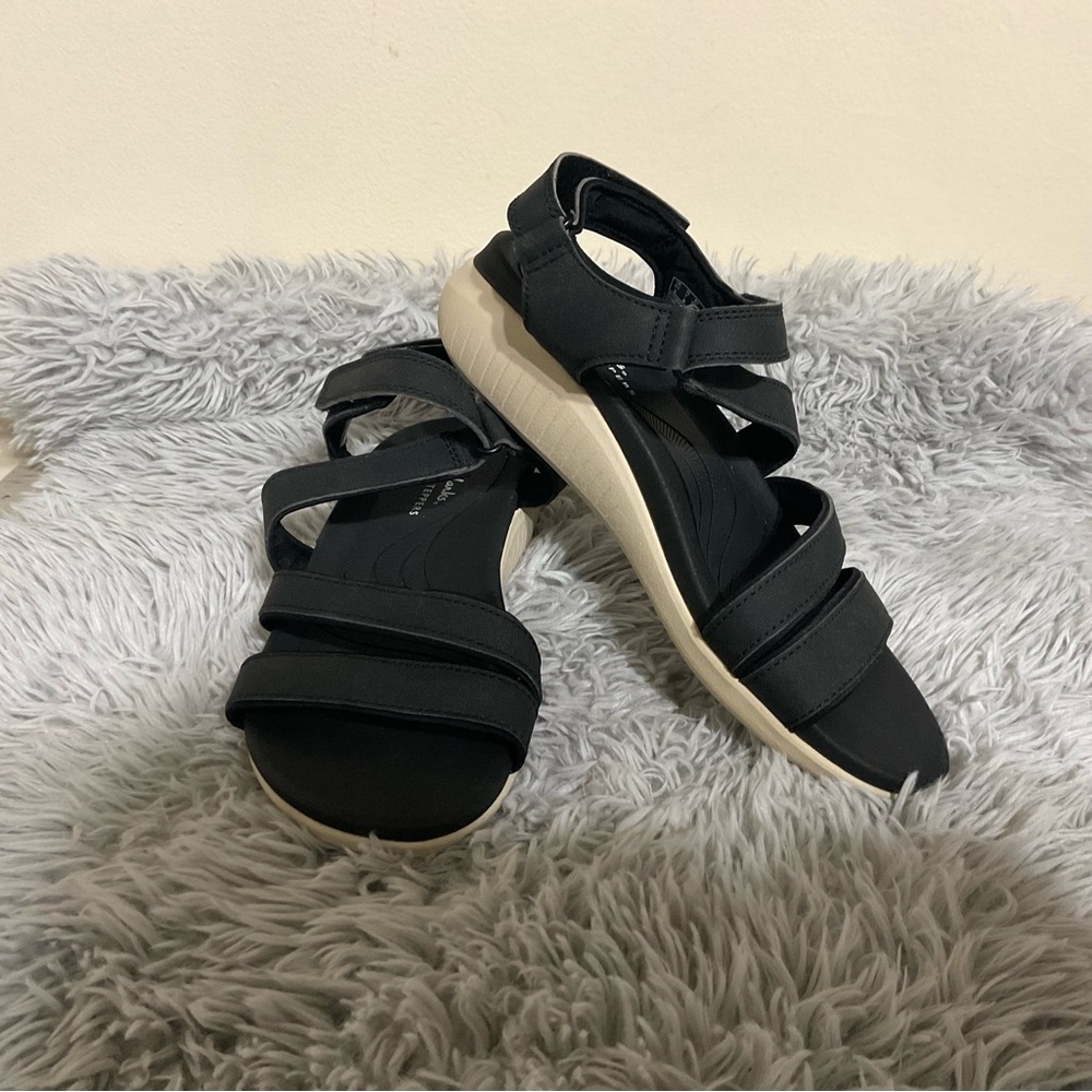 Clarks Black Sporty Sandals with Adjustable Straps